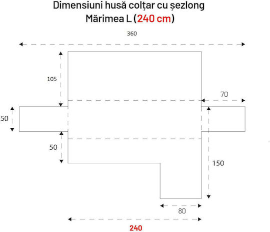 Sofazip Wasserdicht Elastische Abdeckung für Ecksofa Brown 280εκ. 1Stück SZMATIMPCS280MARO