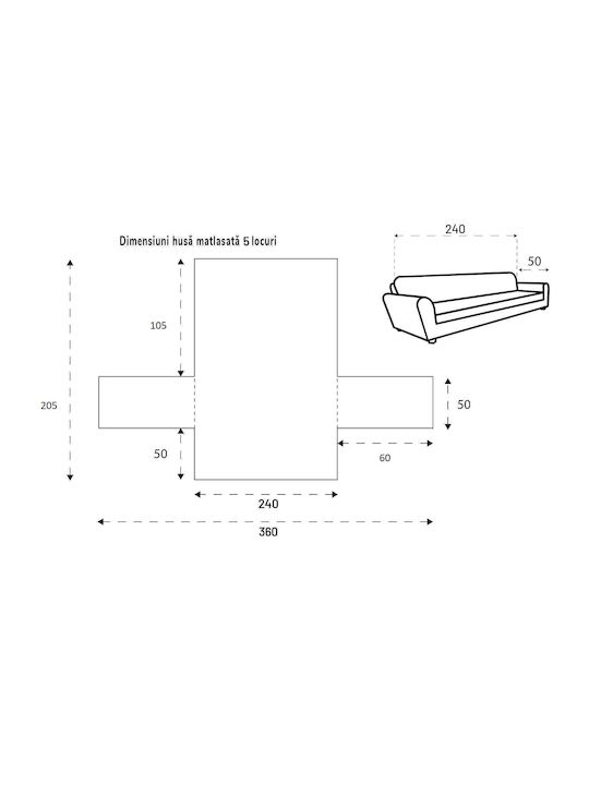 Sofazip Elastic Cover for Five-Seater Sofa Ivory-beige 240εκ. 1pcs SZMATIVBE
