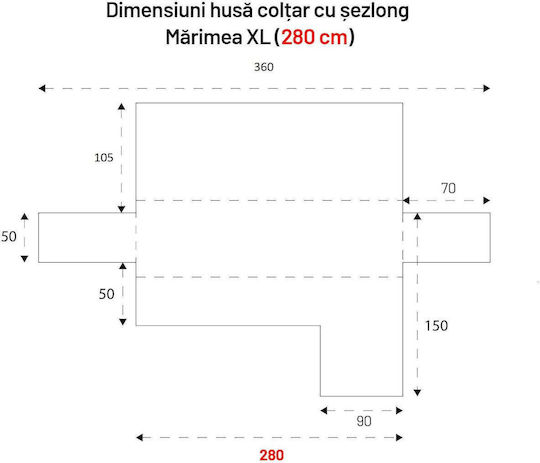 Sofazip Ελαστικό Κάλυμμα Γωνιακού Καναπέ Dark Gray 240εκ.