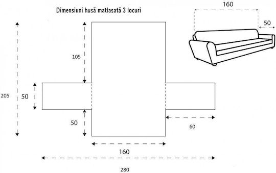 Sofazip Husă Elastică Canapea cu cinci locuri Mint-beige 240εκ. 1buc SZMATMINTBE