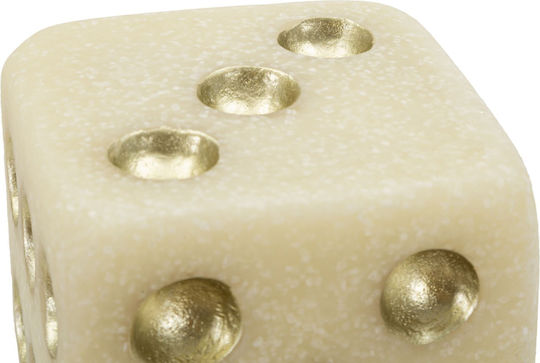 Decorative Polyresin Dice Ecru Gold 8x8x8cm