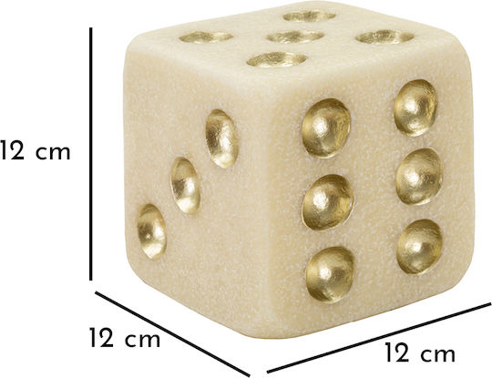 Decorative Polyresin Dice Ecru Gold 12x12x12 Cm