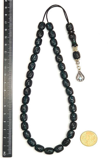 Roloi Komboloi Graven Mastic Worry Beads with 33 Beads Green 32cm