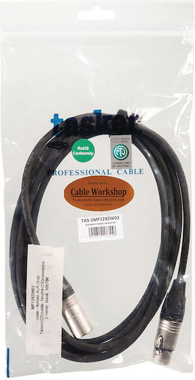 Tasker Lautsprecherkabel XLR-Stecker Male 3-polig zu XLR-Buchse 3-polig 3m Schwarz
