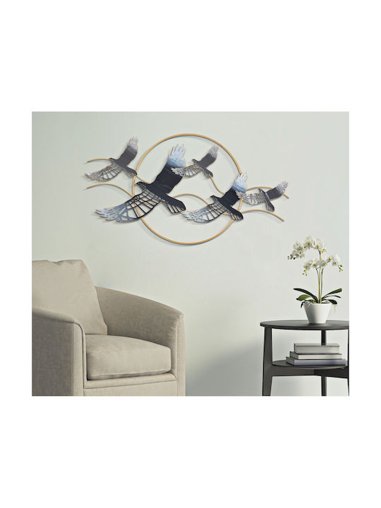 Mauro F Wall Decor Blue Made of Metal 91x7x50cm