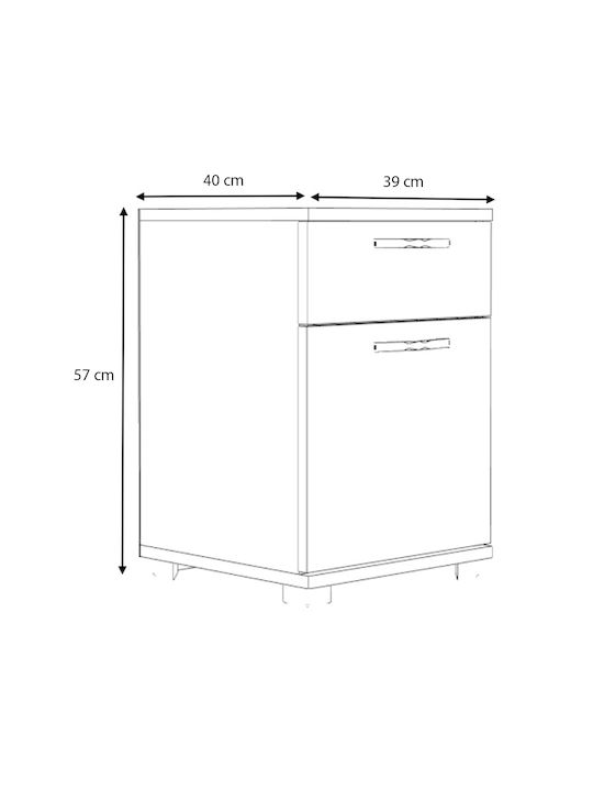 Κομοδίνο Veto Veto Ξύλινο Λευκό 40x39x57cm GP028-0118,3