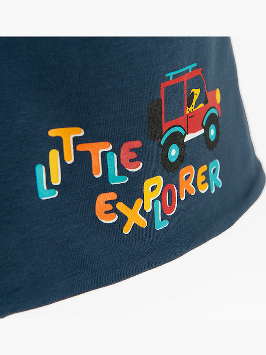 Little Explorer Kids Beanie Double Sided Fabric Blue