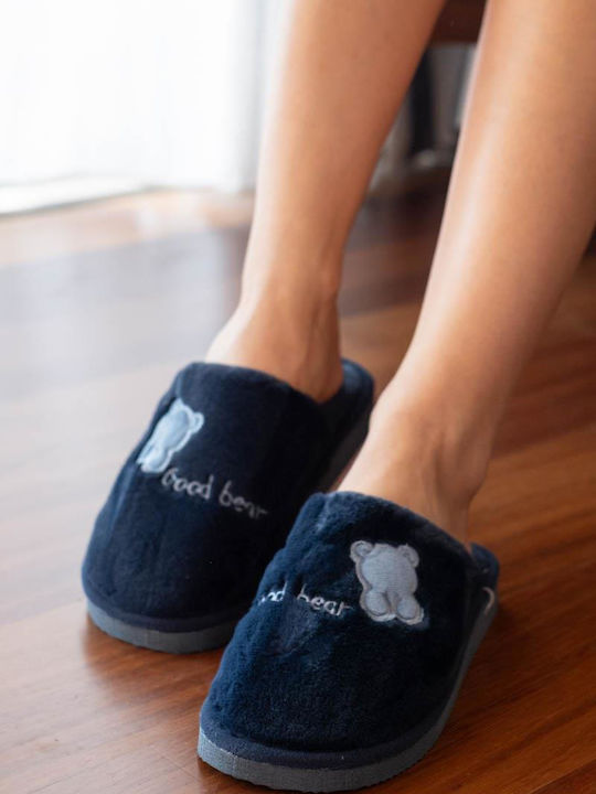 Women's Slippers with Animals Blue