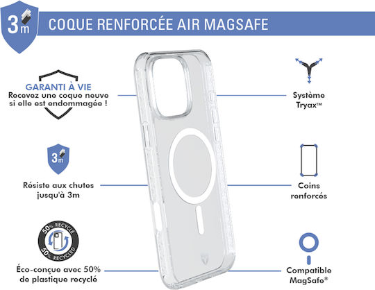 Калъф За Мобилен Телефон iPhone 16 Pro Max Magsafe Подсилен Въздушен Tryax 3m Система Прозрачен