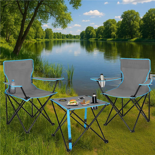 Σετ Τραπεζιού για Camping Πτυσσόμενο 47x47x45cm Μπλε