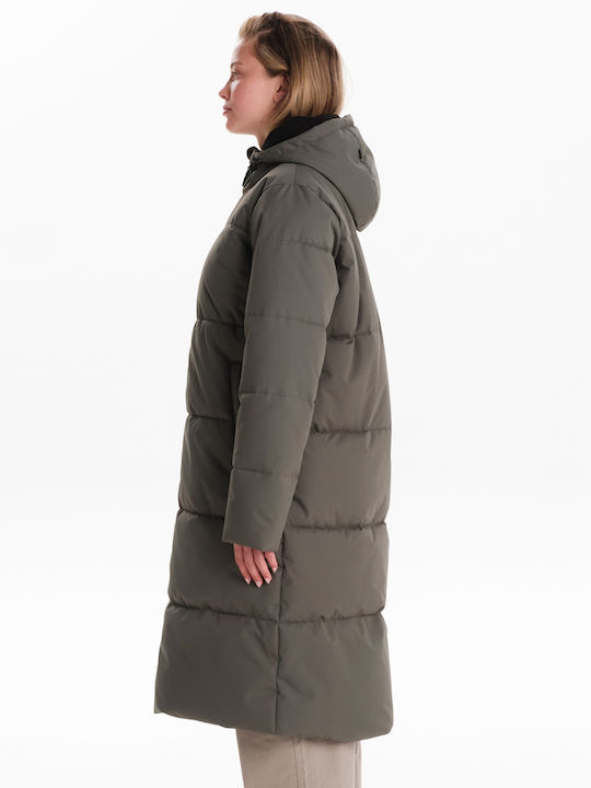 Lang Damen Puffer Jacke für Winter Grün