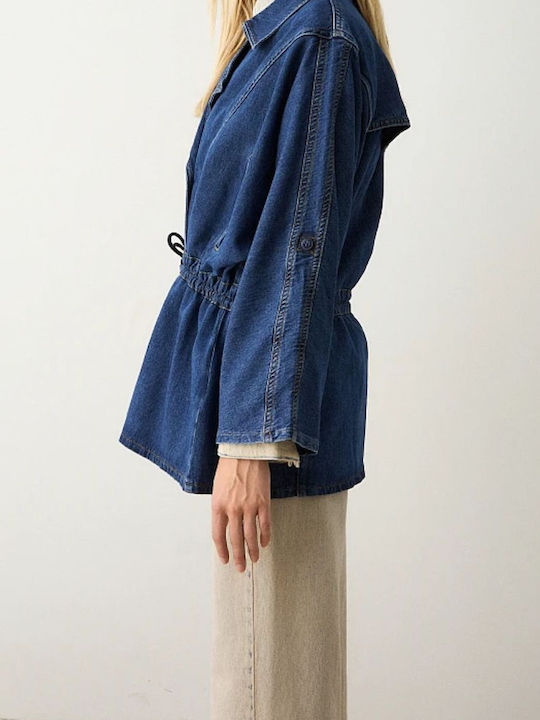 Scurtă Jachetă de femei din denim Dark Blue Denim