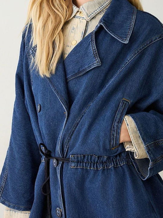 Scurtă Jachetă de femei din denim Dark Blue Denim
