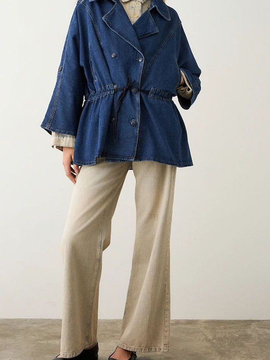 Scurtă Jachetă de femei din denim Dark Blue Denim