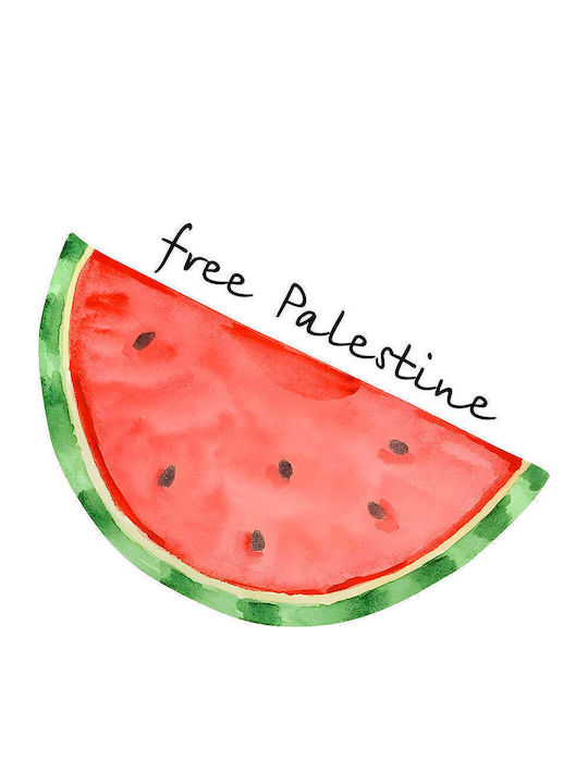 T-shirt "free Palestine – Watermelon Symbol" Καρπούζι Αντίστασης Βαμβακερό Μπλουζάκι Unisex Λευκό