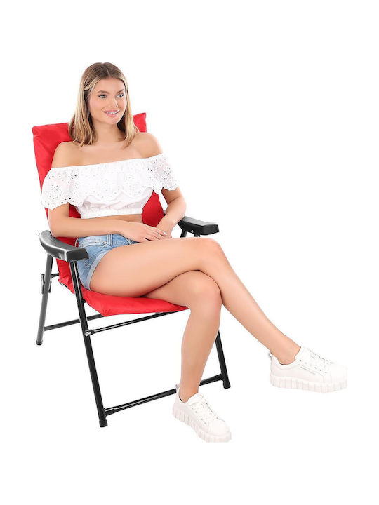 Outdoor Chair Metallic Red with Cushion 59x66x90cm