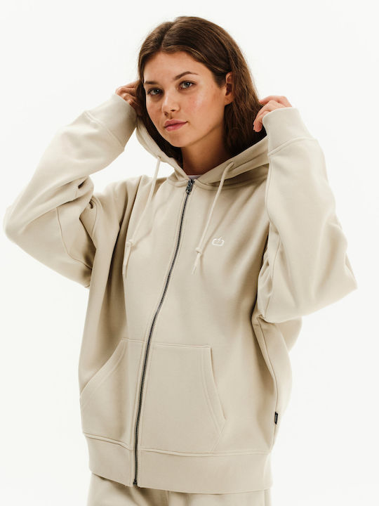 Lang Damen Sweatshirtjacke Kapuzen Clay Grey