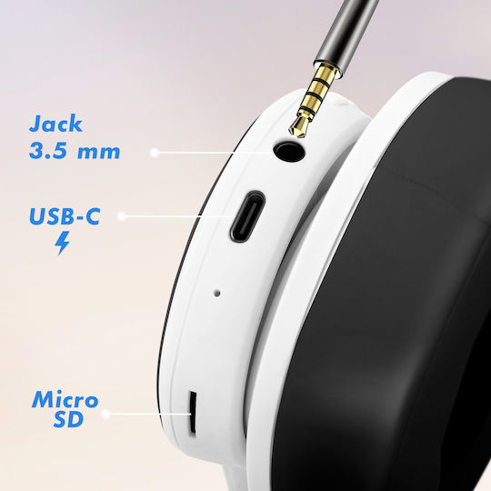 Avizar Wireless / Wired On Ear Headphones with 8 hours of Operation and Quick Charge White