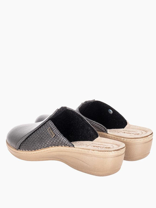 Lederne Winter Damen Hausschuhe Gray