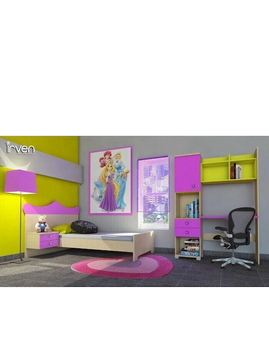 Tiara Kinderbett Klassisch Einzeln Fuchsie für Matratze 90x190cm