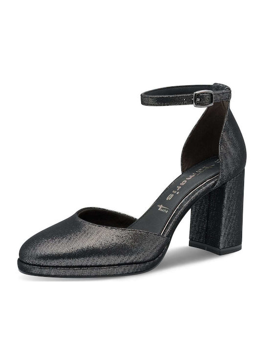 Pewter Glam High Heels with Strap
