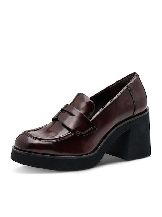 Synthetic Leather Burgundy High Heels
