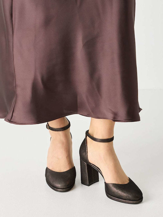 Copper Glam High Heels with Strap