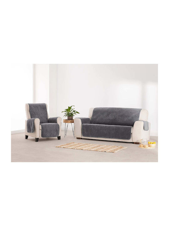 Sofazip Elastische Abdeckung für Vier-Sitzer-Sofa Grey 220εκ. 1Stück SZMATVELVETGREY