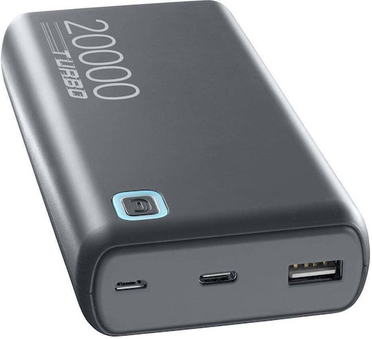 Cellular Line Essence Turbo Power Bank 20000mAh 20W με Θύρα USB-A και Θύρα USB-C Γκρι