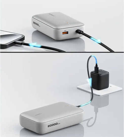 Aukey PB-Y57 Spark Mini Power Bank 20000mAh 22.5W με Θύρα USB-A και Θύρα USB-C Power Delivery Λευκό