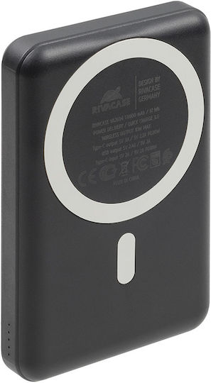 Rivacase VA2604 MagSafe Power Bank 10000mAh mit USB-A Ausgangsanschluss und USB-C Ausgangsanschluss Power Delivery Schwarz