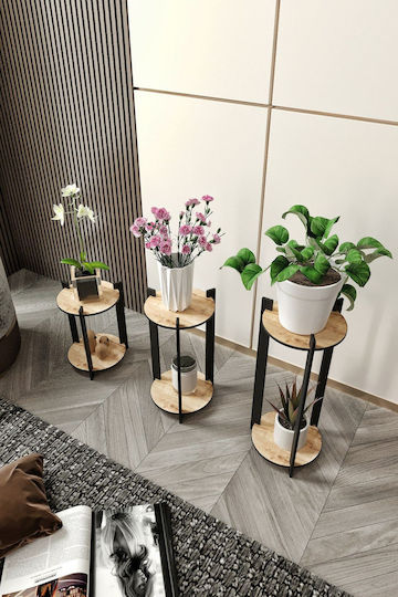 Hanah Home Plant Stands Wooden Beige 23cmx23cmx30cmcm. 3pcs