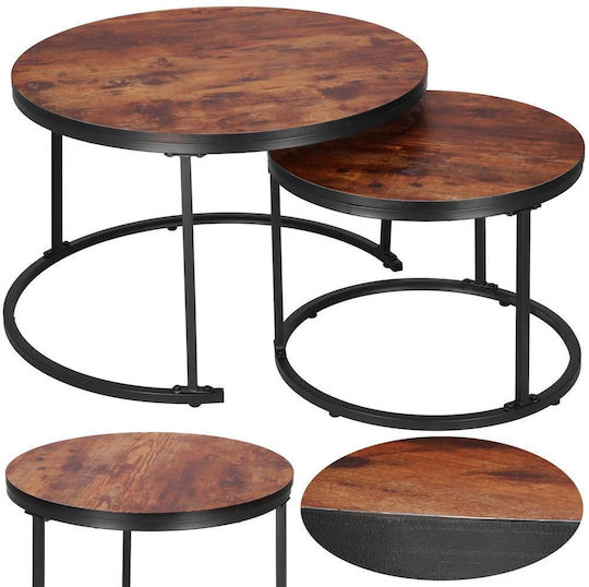 Round Metal Zigon Set Brown 2 Pieces W70xL70xH47cm