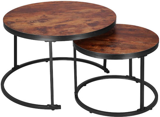Round Metal Zigon Set Brown 2 Pieces W70xL70xH47cm