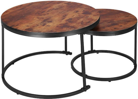 Round Metal Zigon Set Brown 2 Pieces W70xL70xH47cm