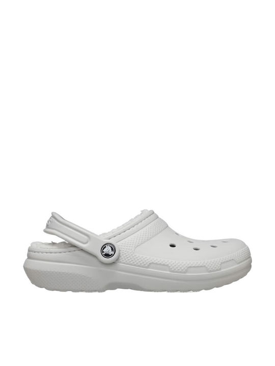 Crocs Classic Lined Ανδρικά Σαμπό με Γούνα Λευκά 203591-1FT