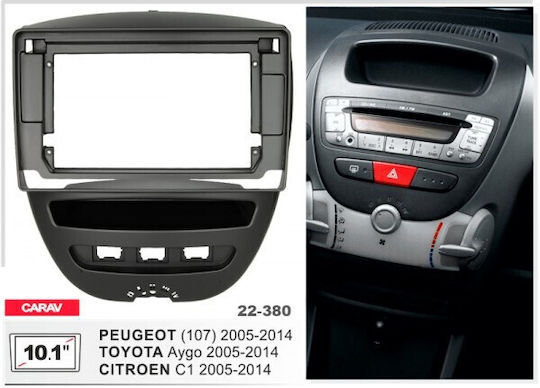 CARAV Industries Inc. Πρόσοψη 2 Din Συμβατή με Οθόνη 10" για Citroen C1 Corvette C1 Toyota Aygo 2005-2014