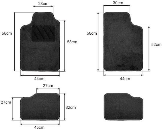 AMiO Set of Front and Rear Mats Universal 4pcs Black