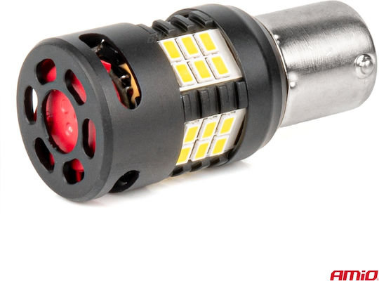 AMiO Лампи Автомобила BA15S / P21W / R10W / R5W Canbus LED 6000К Хладно бяло 12-24V 2бр