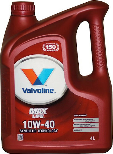 Valvoline Max Life Ημισυνθετικό Λάδι Αυτοκινήτου 10W-40 4lt