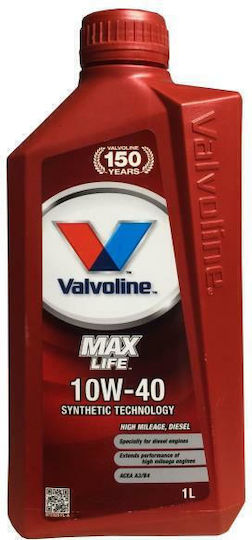 Valvoline Max Life Synthetic Συνθετικό Λάδι Αυτοκινήτου 10W-40 1lt