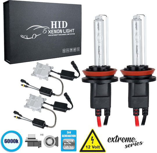 GloboStar Car Xenon Kit Extreme Series H8 CAN Bus 110W 9-16V 6000K Cold White