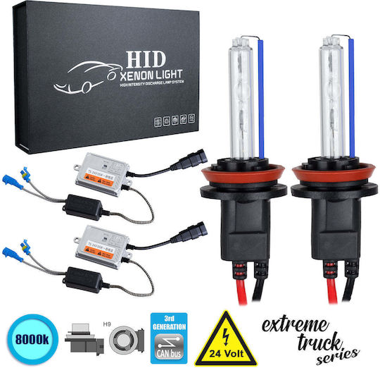 GloboStar Truck Xenon Kit Extreme Truck Series H9 CAN Bus 110W 24V 8000K Cold White