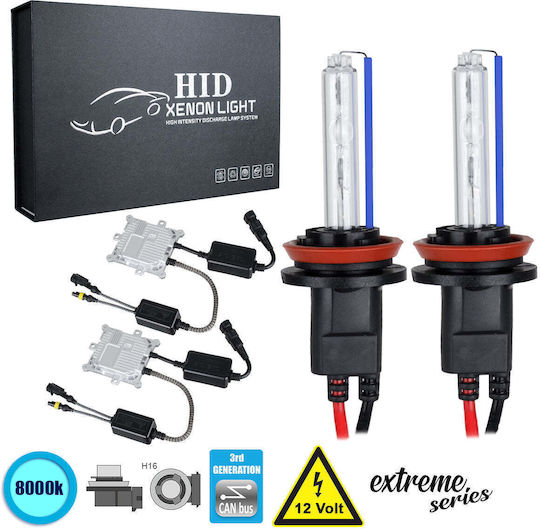 GloboStar Car Xenon Kit Extreme Series H16 CAN Bus 110W 9-16V 8000K Cold White