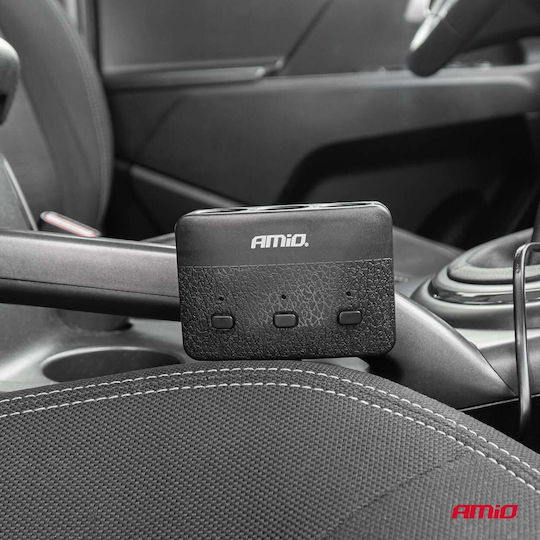 AMiO Car Charger 100W with Ports: 2xUSB 3xLighter with Cable Embedded Black Color