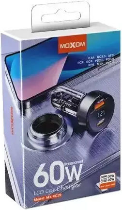 Moxom MX-VC29 Auto-Ladegerät 60W Schnellladen mit Anschlüssen 1xUSB 1xType-C Schwarz