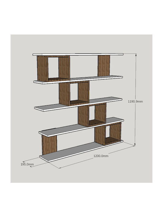 Βιβλιοθήκη Wind White-walnut 120x19.5x119.9εκ.