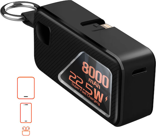 LinQ Външна Батерия 8000mAh 22.5W с USB-C Изходен Порт Черна