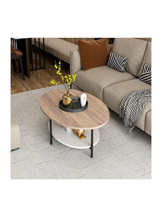Oval Central Coffee Table Elis Wooden Multicolour M90xP60xH36cm