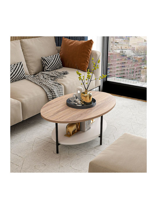 Oval Central Coffee Table Elis Wooden Multicolour M90xP60xH36cm